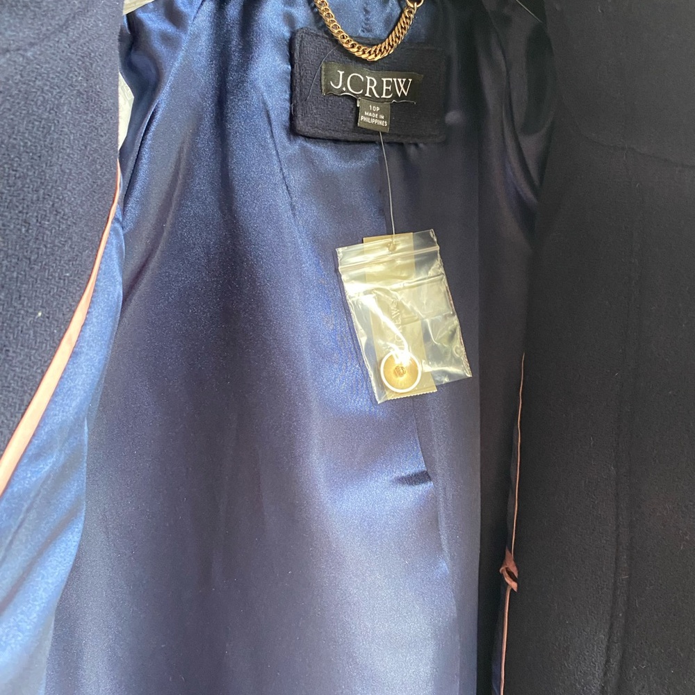 🆕 J.Crew Long Toscana Coat in NAVY Sz Petite 10 - Picture 13 of 15
